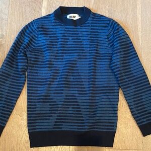 PALACE Men's Striped Blue and Black Crewneck Sweater